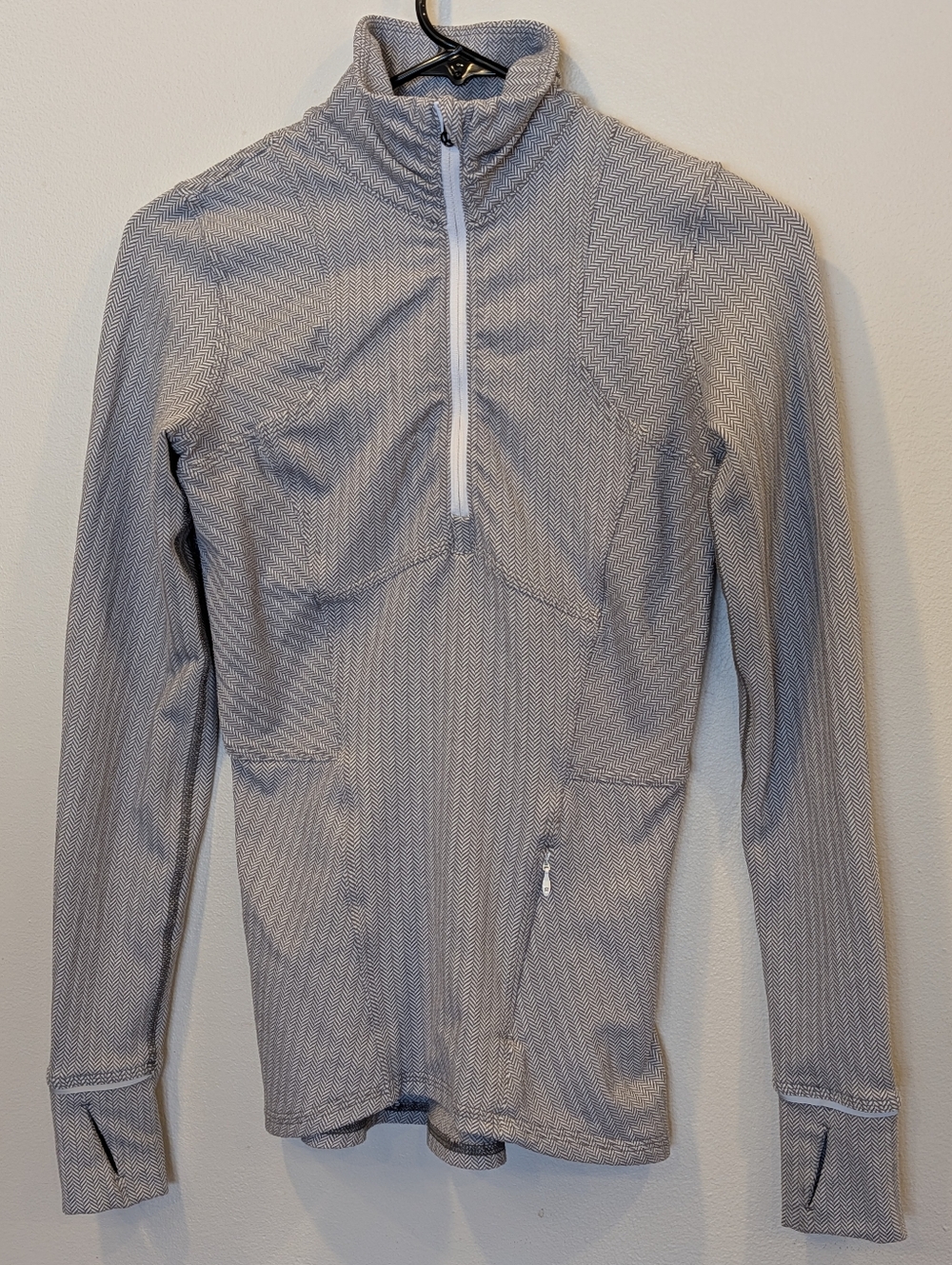 Lululemon Kanto Catch Me Light Gray Half-Zip Active Pullover Herringbone Size 2